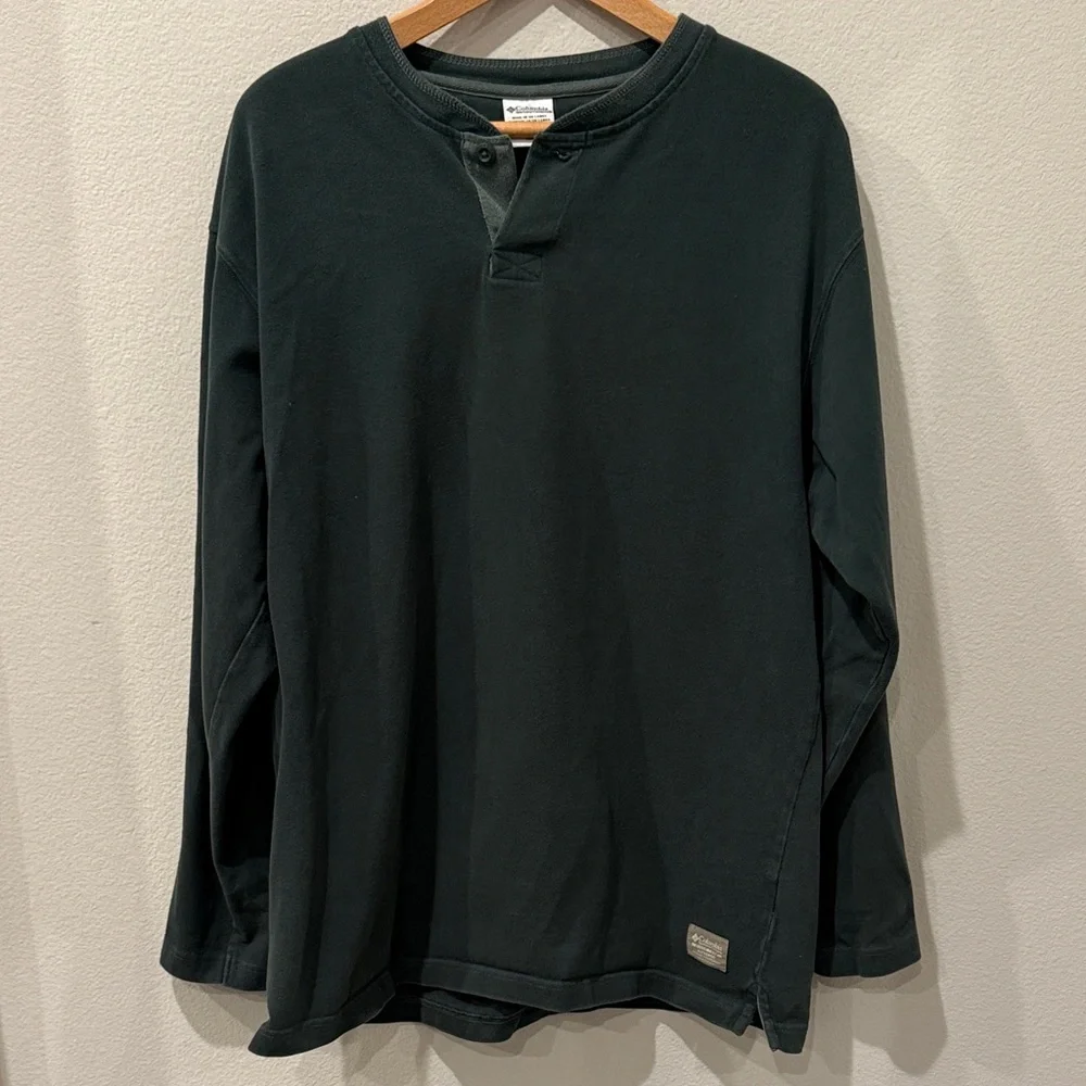 Vintage Columbia Men's Dark Green‎ 100% Cotton Long Sleeve Shirt